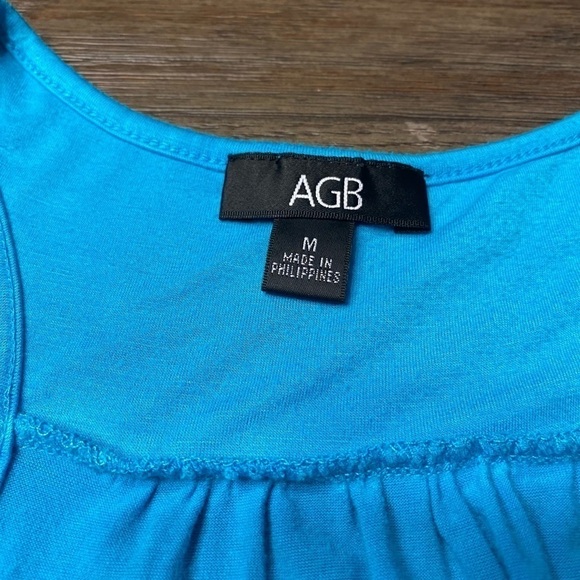 AGB Women's Size M Summer Smock Top, Tank Scoop Neck Turquoise. - Picture 4 of 9